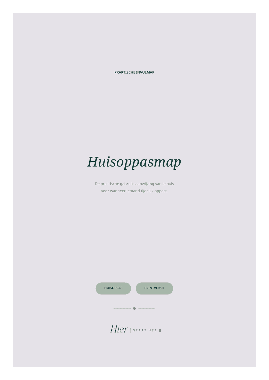 Voorblad van Huisoppasmap