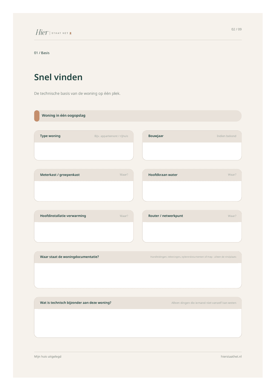 Voorbeeldpagina Snel vinden uit Mijn huis uitgelegd